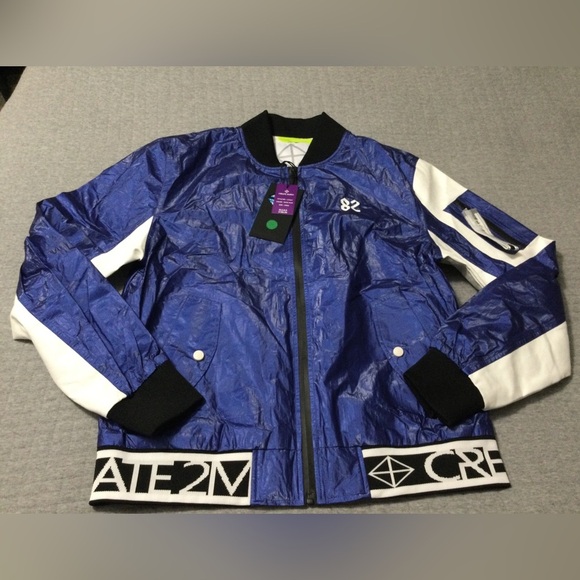 CREATE 2MRW MEN'S BOMBER JACKET CS9627 Blue/Wht - Picture 1 of 11